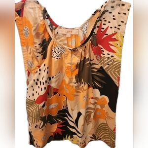 LOFT Paradise Flutter Sleeve Top  Shell Paradise Tropical Print Size Extra Small